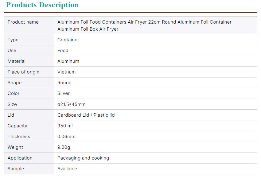 Round Shape Small Aluminum Pan